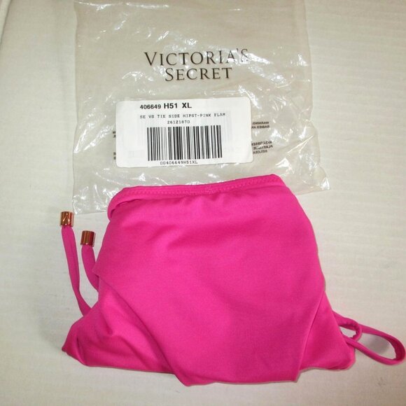 VICTORIAS SECRET Swim Side Tie Hipster Bikini Bottom Extra-Large XL Pink New - Picture 8 of 9
